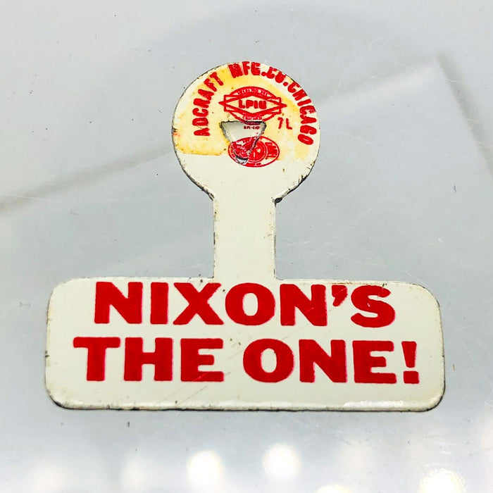 Nixon's The One Fold Over Back Tab Pin Button .75" Political Campaign Adcraft