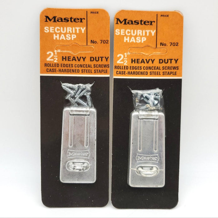 2x Master Lock Security Hasps No 702 Heavy Duty 2-1/2" Screws USA Made Shrinked