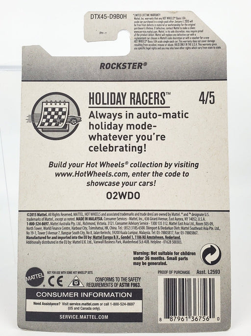 Hot Wheels 2017 White Rockster Easter Holiday Racers 4/5 DTX45 2