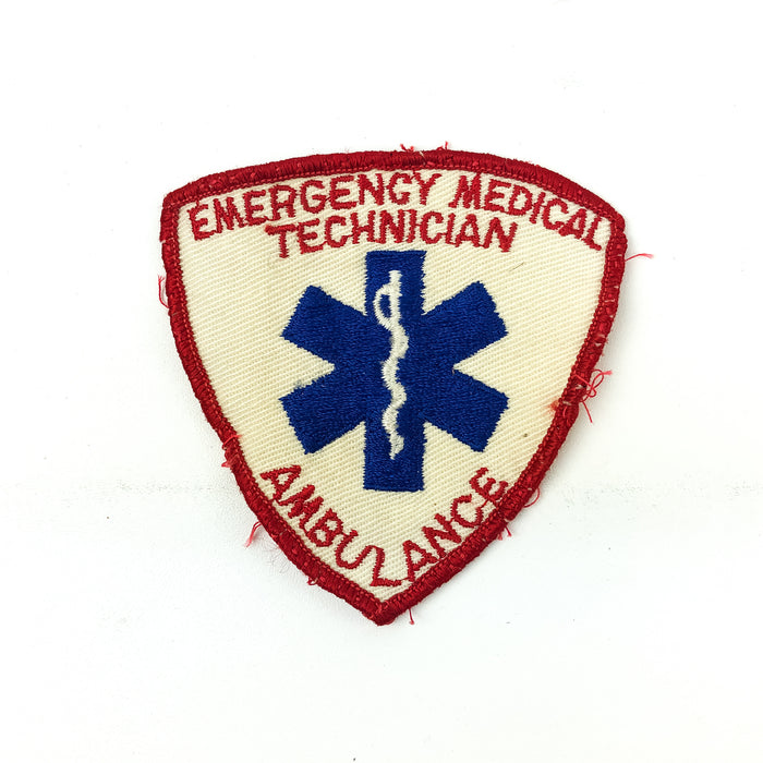 Vintage Emergency Medical Technician Patch Red Embroidered Ambulance Fire EMT