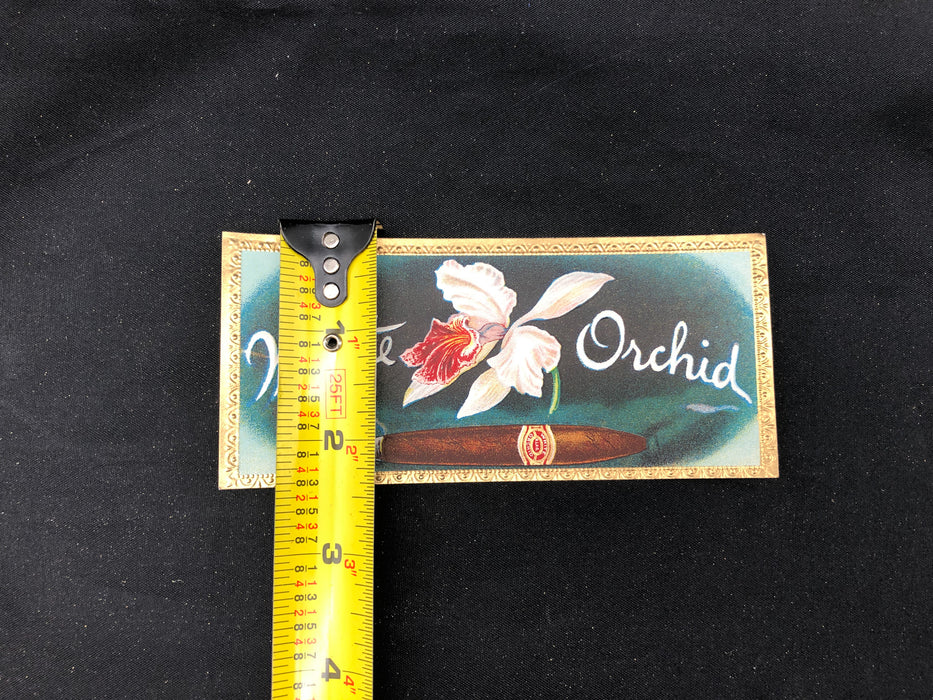 White Orchid Cigar Label Box Wrapper Original Embossed Unused Lithograph Vintage