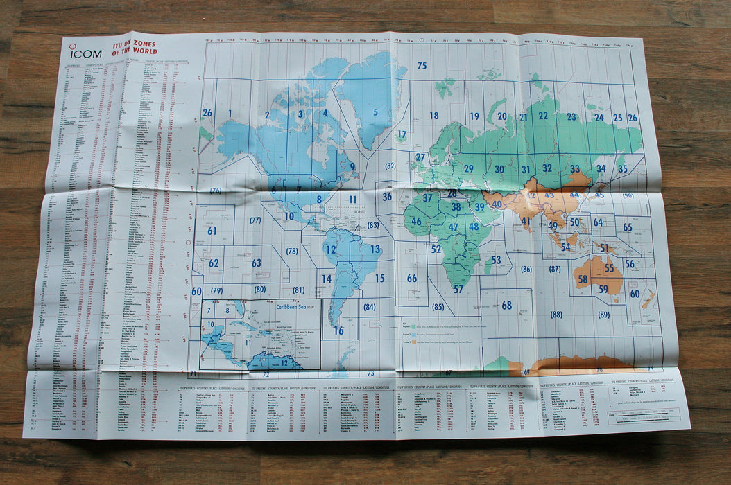 ICOM World Map & CQ DX Zones Of The World (2010)