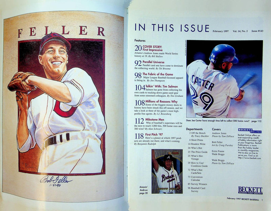 Beckett Baseball Magazine Feb 1997 # 143 Wade Boggs Red Sox Andruw Jones Braves 2