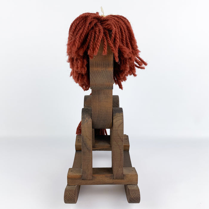 Small Wood Rocking Horse w/ Yarn Mane & Tail Decorative Folk Art