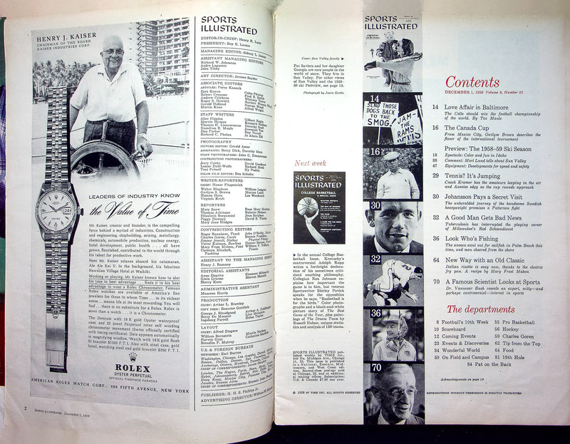 Sports Illustrated Magazine December 1 1958 Red Schoendienst Tuberculosis Braves