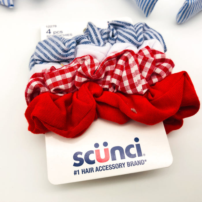 5-Piece Scunci Headband Scrunchies Bow Clip Lot Blue White Stripes Light Summer