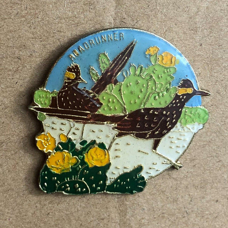 Vintage Roadrunner Bird Lapel Pin Large New Mexico State Bird Enamel Acrylic 2