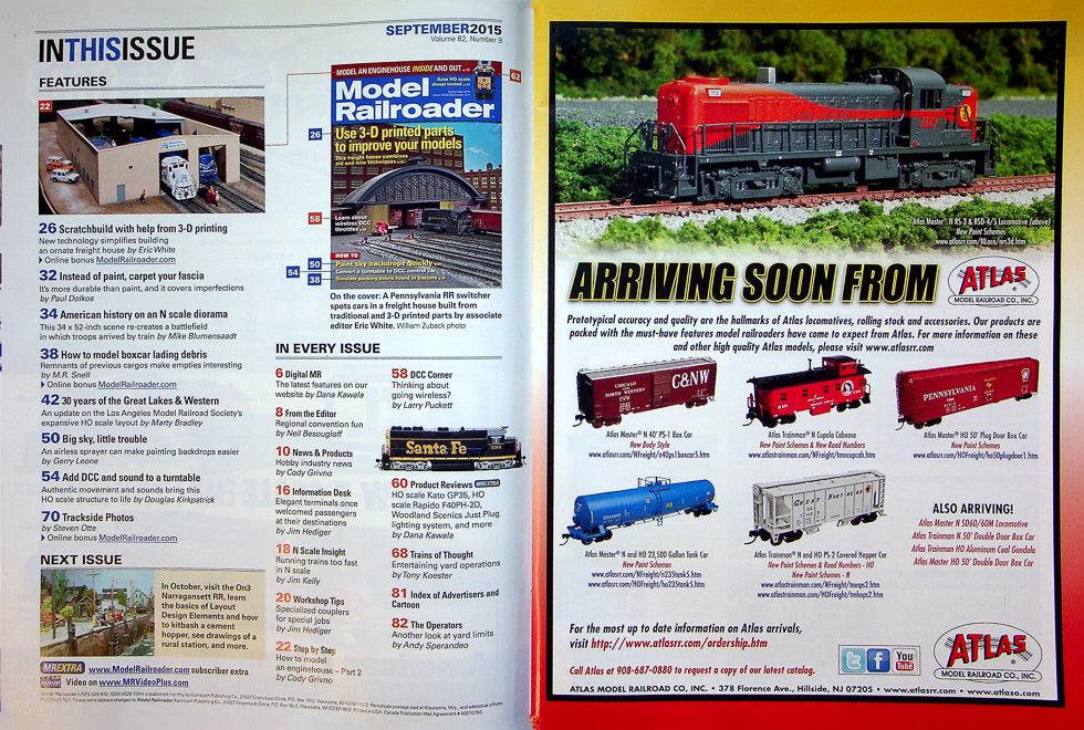 Model Railroader Magazine September 2015 Vol 82 No 9 3-D Printed Parts Improve