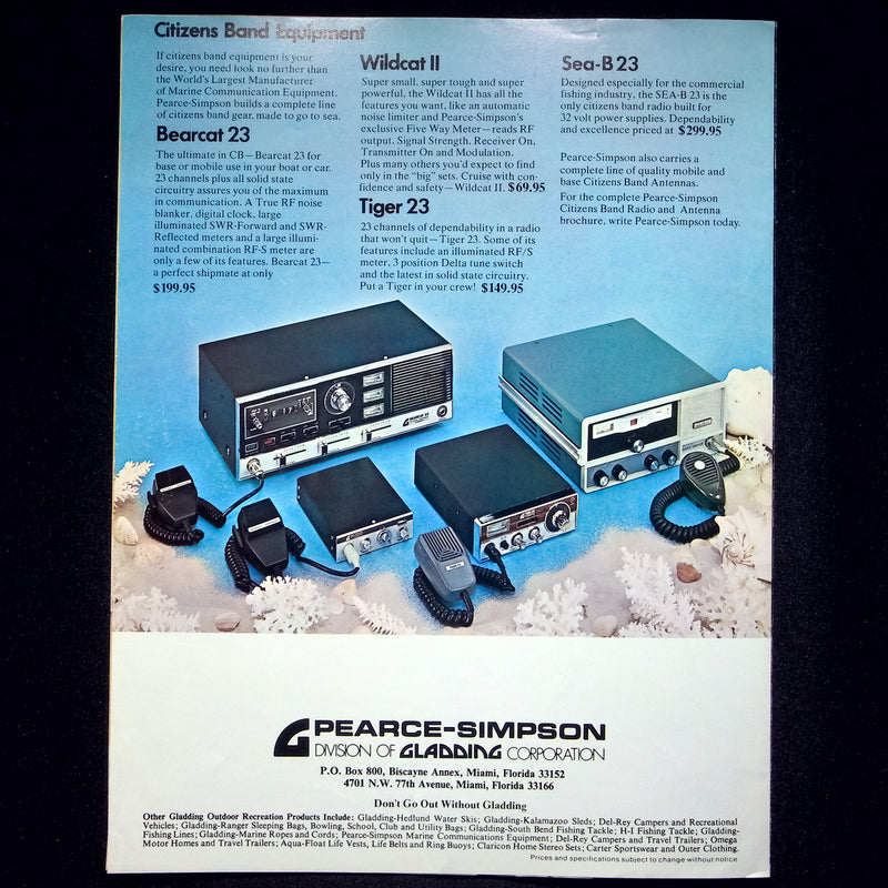Pearce Simspon Marine Electronics Catalog Bimini, Capri & More w/ Price List