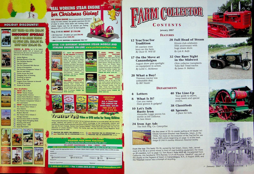 Farm Collector Magazine January 2007 Vol 9 # 6 Steam Models And Sterling Engines