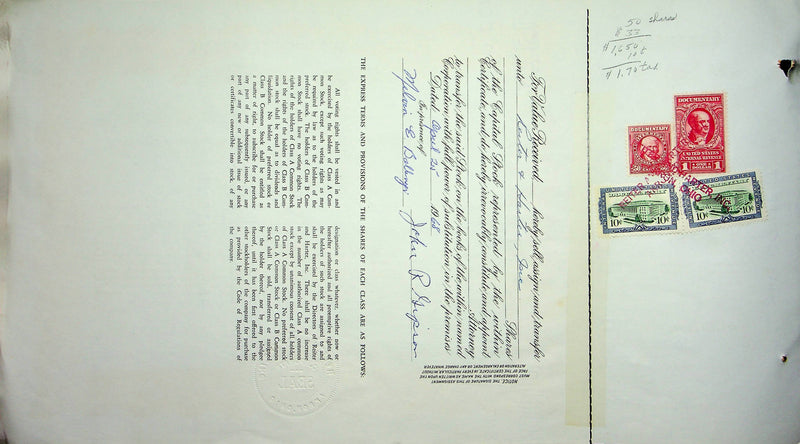 Reiter Dairy Company Stock Certificate Bond Scripophilly Akron Ohio 1966 No 283