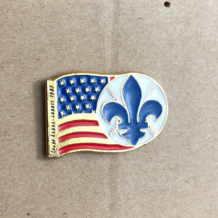 American Flag Baseball Lapel Pin Fleur de Lis Blue Greek 2