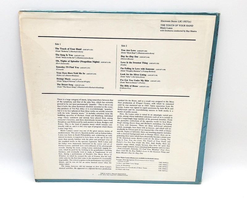 Mario Lanza Memories 33 RPM LP Record RCA Victor Red Seal 1970 IN SHRINK 2