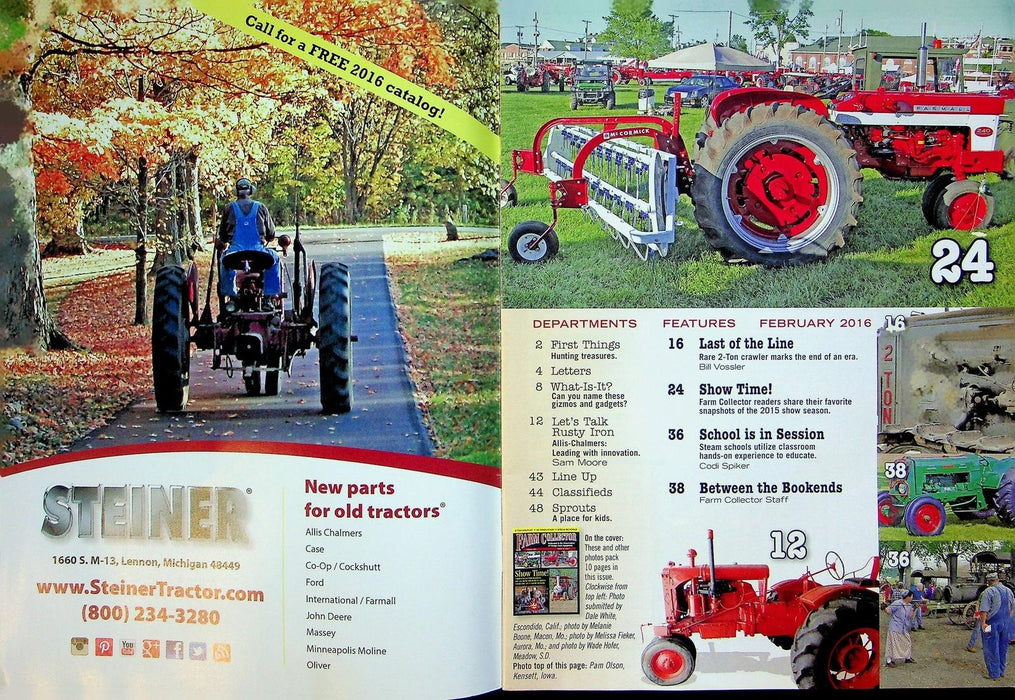 Farm Collector Magazine February 2016 Vol 18 # 7 2-Ton Holt Cat, Show Season