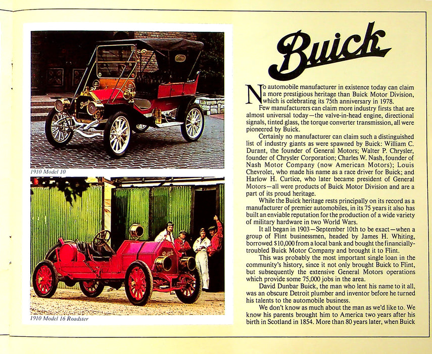 1978 Buick 75th Anniversary Brochure Riviera, Model 10, Model 16 & More 16 Pages