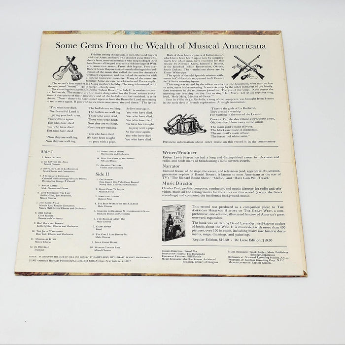 Robert Lewis Shayon Historic Music Of The Great West LP Record 1965 2