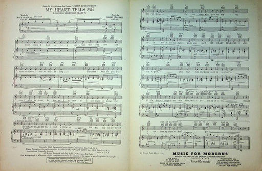 Sweet Rosie O'Grady Sheet Music My Heart Tells Me Betty Grable Gordon Warren 2