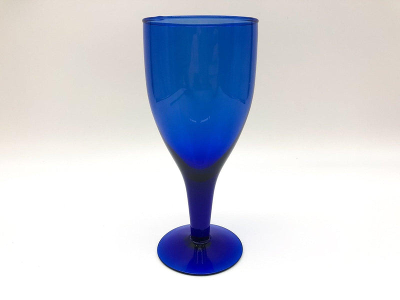 Vintage Cobalt Blue Wine Glass Crystal Goblet Footed 8.5" Hand Blown Mexico 3
