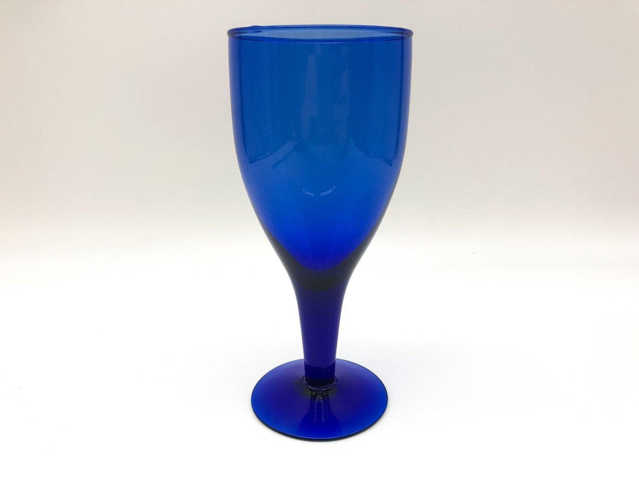 Vintage Cobalt Blue Wine Glass Crystal Goblet Footed 8.5" Hand Blown Mexico 3