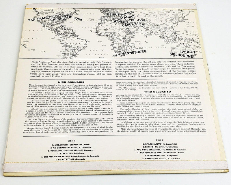 Nick Gounaris and The Trio Belcanto 33 RPM LP Record Hampshire 1963 HGT-1 2