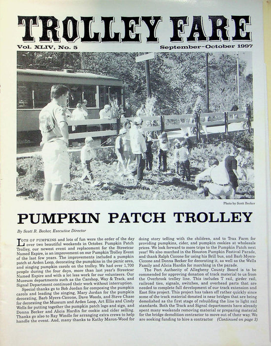 Trolley Fare Magazine October 1997 Pumpkin Patch Trolley Event PA Railway Museum