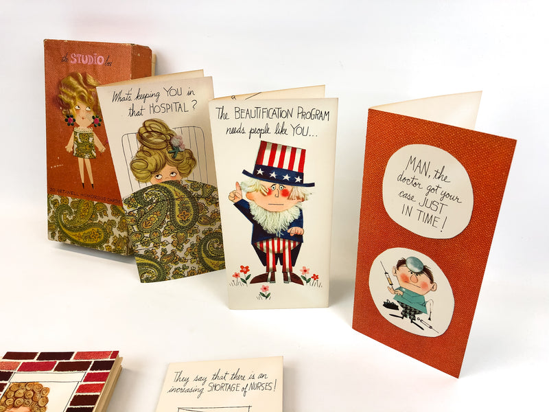 The Studio Box Vintage Get Well Cards Humorous Sunshine Humor UNUSED (13 cards)