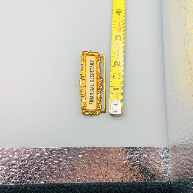 Ribbon Holder Pin Badge Vintage ID Name Tag Button Financial Secretary Brooch