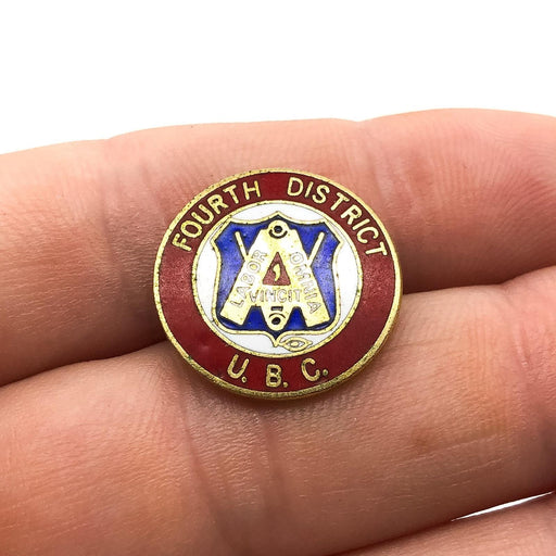 United Brotherhood of Carpenter's Lapel Pin Fourth 4th District Union Made 1
