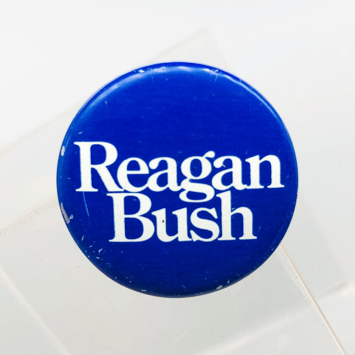 Reagan Bush Button Pin 1" Presidential Campaign Political Blue Columbia Ad 1980s