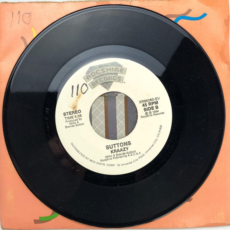 The Suttons 45 RPM 7" Single Live It Up Love It Up / Kraazy Rockshire Records 2