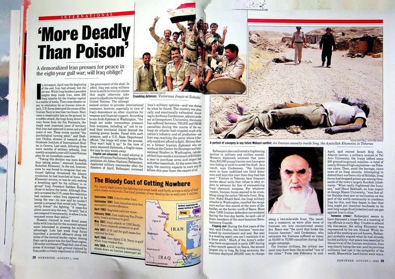Newsweek Magazine August 1 1988 Iran Cease Fire Iraq War Winnebago Motor Coach 3