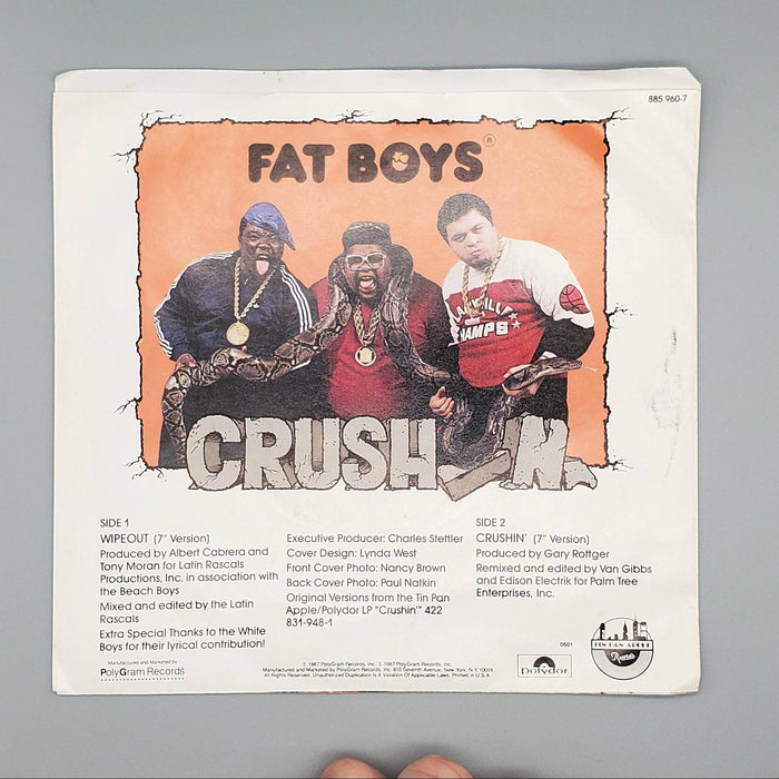 Fat Boys & Beach Boys Wipeout! Single Record Tin Pan Apple 1987 885 960-7 2