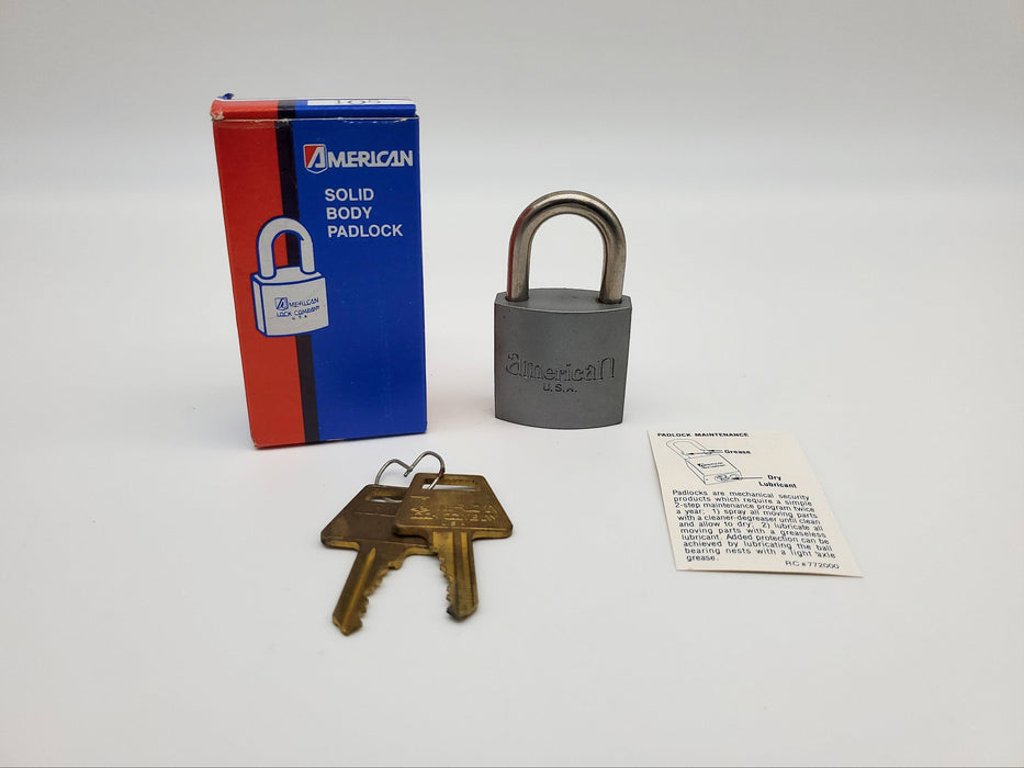 American Lock Padlock No 105 Solid Body 1.25" Shackle Silver Color USA Made NOS