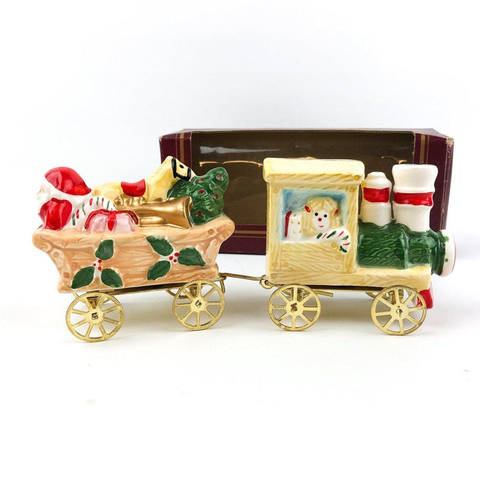 Trem Trinds Ceramic Train Set Santa Traveling with Original Box 1
