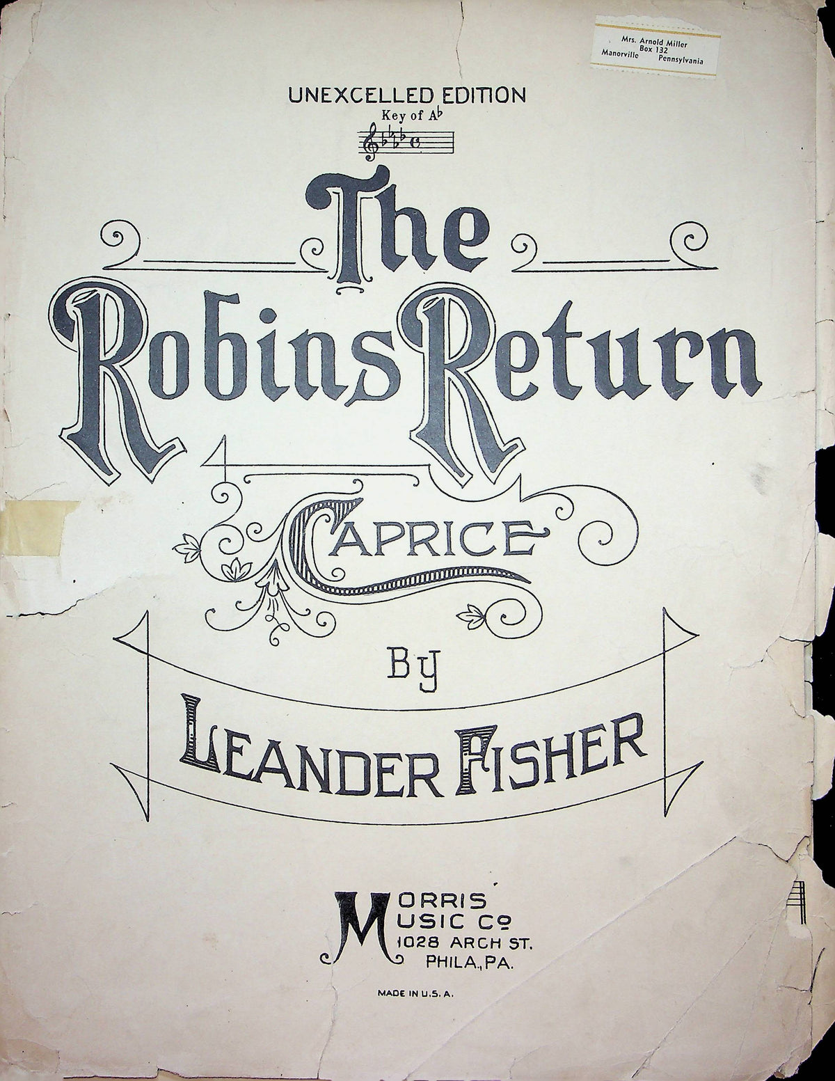 The Robins Return Caprice Vintage Sheet Music Leander Fisher 1926 Pian ...
