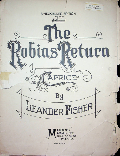 The Robins Return Caprice Vintage Sheet Music Leander Fisher 1926 Piano Song 1