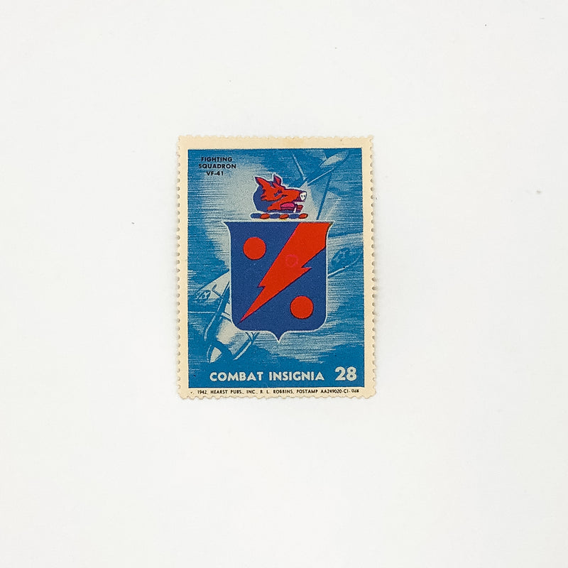 WW2 Combat Insignia Stamp 1942 Hearst #28 Fighting Squadron VF-41 Aviation R.L. 2