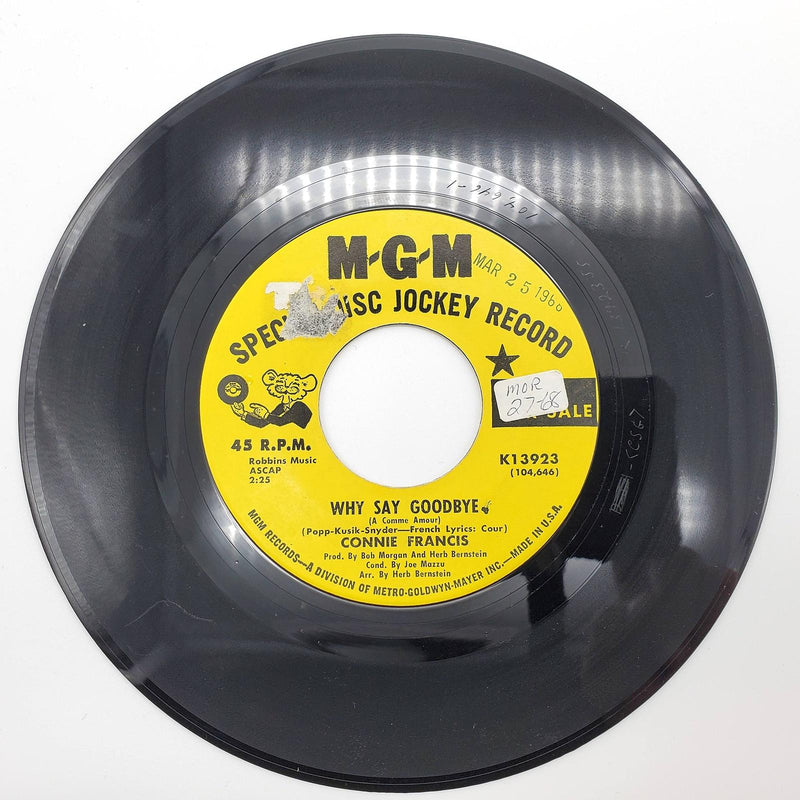 Connie Francis Why Say Goodbye 45 RPM Single Record MGM 1968 K13923 PROMO 1