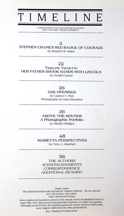 Timeline Magazine Ohio 1988 Vol 5 No. 3 Stephen Crane's Red Badge of Honor 2