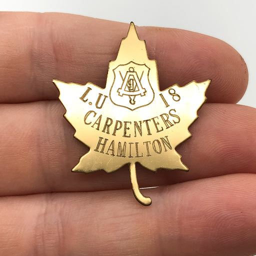 United Brotherhood of Carpenter's UBC Lapel Pin L.U. 18 Hamilton Niagra Leaf 1