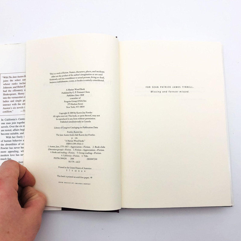 The Jane Austen Book Club Hardcover Karen Joy Fowler 2004 Group Read California 8