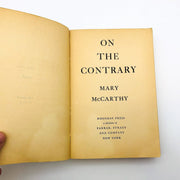 On The Contrary Paperback Mary McCarthy 1963 Author Intellectual Social Beliefs 8