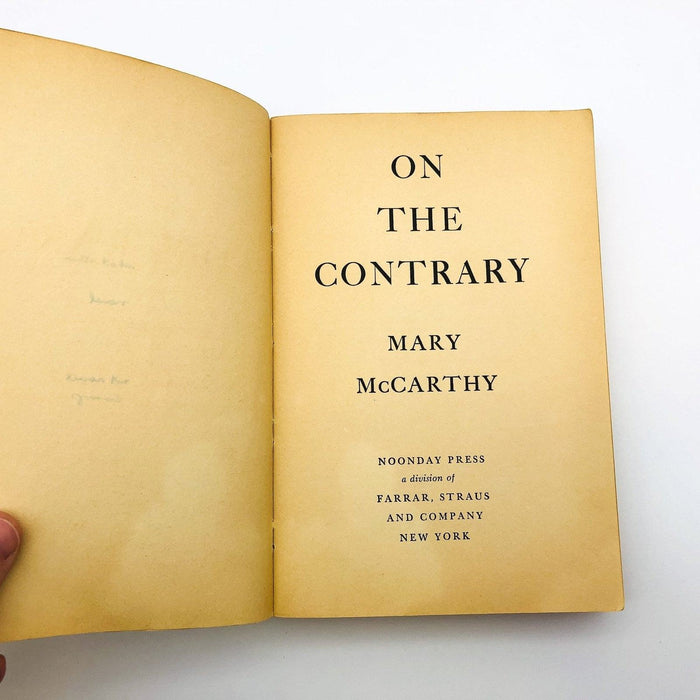 On The Contrary Paperback Mary McCarthy 1963 Author Intellectual Social Beliefs 8