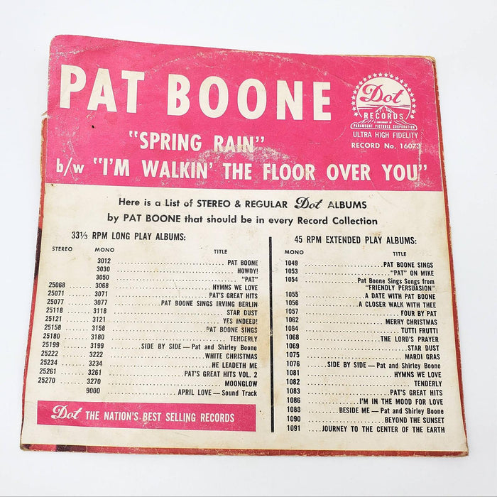 Pat Boone Spring Rain Single Record Dot Records 1960 16073 2