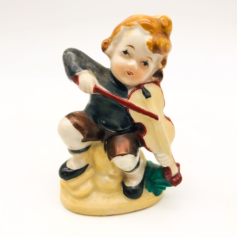 Occupied Japan Figurine Kewpie Musician Music Boy Playing Fiddle Violin 4" Cpy1