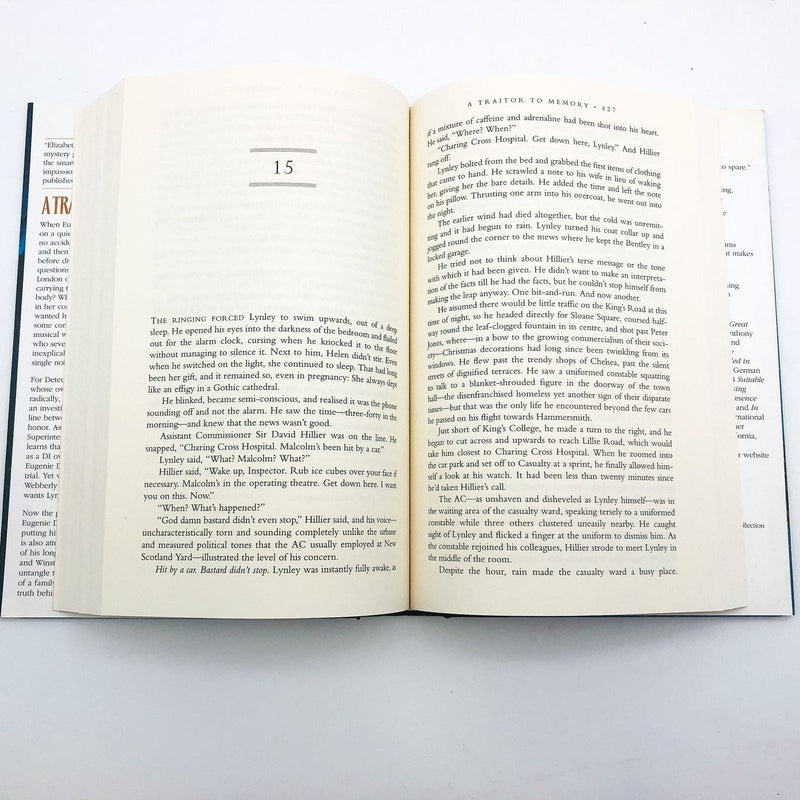 A Traitor To Memory HC Elizabeth George 2001 Hit And Run Murder 1st Edition 9