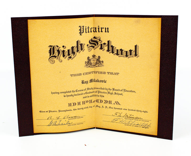 Vintage 1938 High School Diploma - Pitrairn High School