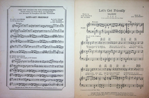 Let's Get Friendly Sheet Music Dan Dougherty Yellen Silvers Piano Vocal 1931 2