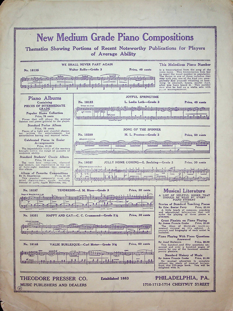 Spanish Dance Op 12 No 1 Sheet Music Moritz Moszkowski Vintage Piano Song 4