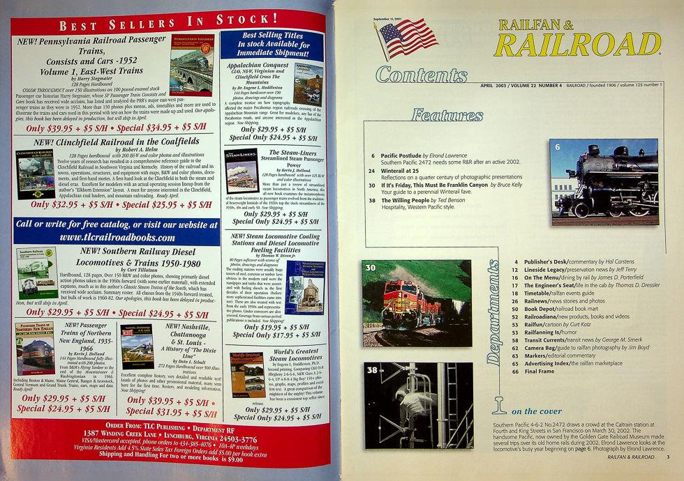 Railfan & Railroad Magazine April 2003 Vol 22 No 4 Friday In Franklin Canyon